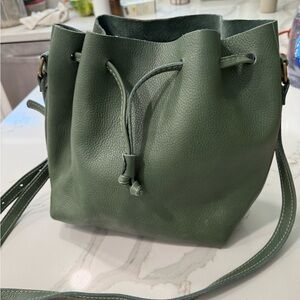 Portland Leather Green Shoulder Bag with Adjustable Strap